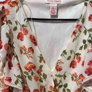Flying Tomato Floral Blouse with Red and Green Accents